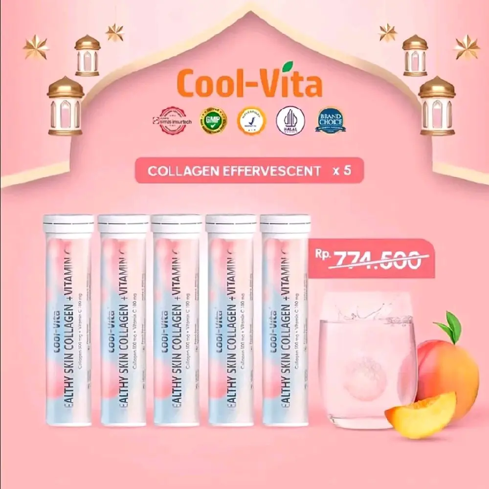 Coolvita collagen tube isi 20 x 5 tube (100 tablet) suplement untuk mencerahkan wajah tunda penuaan tingkatkan elastisitas kulit kuatkan kuku kuatkan rambut  original 100% promo subsidi ..Ready stok