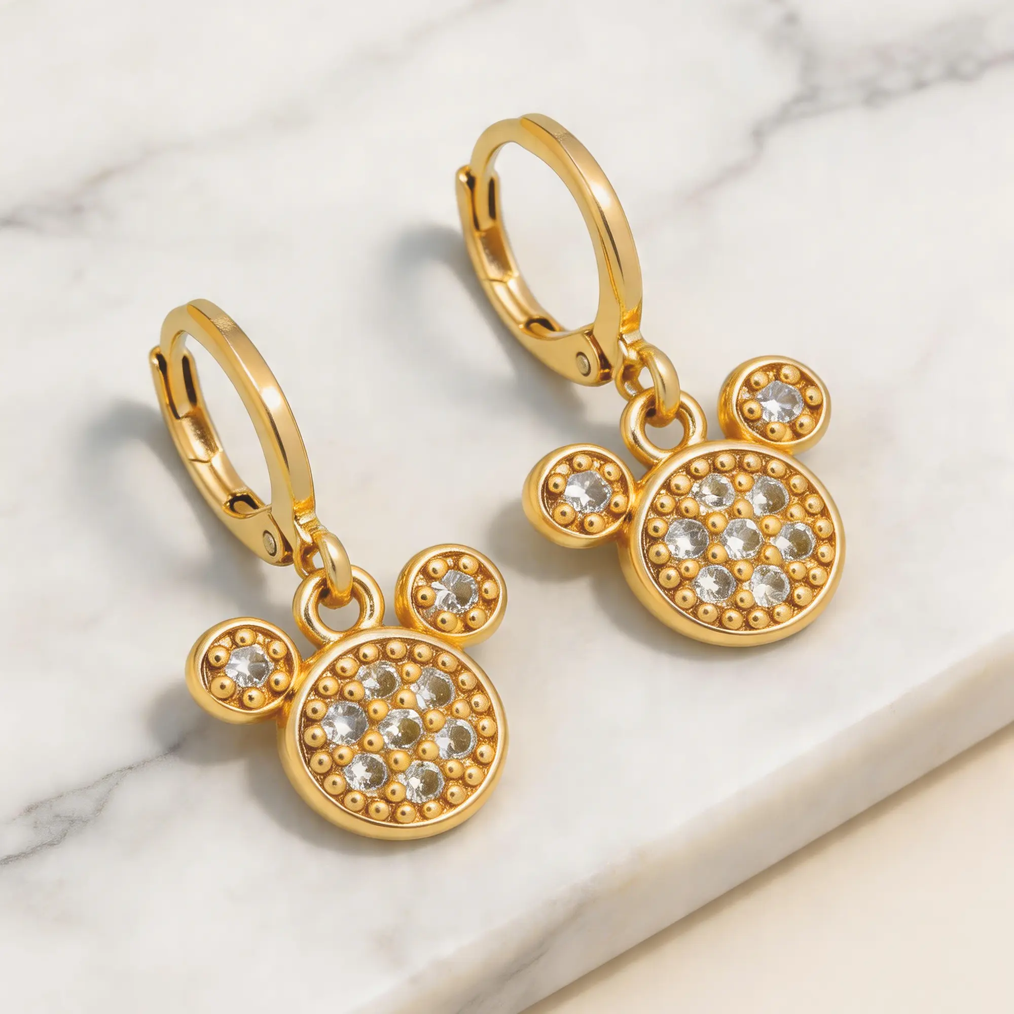 DL Anting Jurai Wanita Perhiasan Titanium Emas Anti Karat Micky Ful Permata Zircon Jewellery Premium Earrings Dewasa Elegan Gold