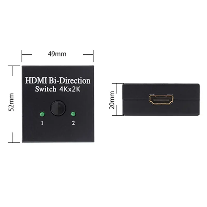 Bộ chia HDMI, Công tắc 4K, Bộ chuyển mạch KVM hai chiều, Tương thích HDMI 1x2 / 2x1, Bộ chuyển mạch 2 trong 1 ra, Thích hợp cho PS4 / 3 và Bộ chuyển mạch hộp TV, Bộ chuyển đổi 4