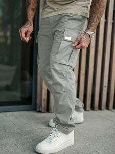 Pantalones cargo casuales para hombre, diseño arrugado, corte holgado, estilo deportivo ligero, pierna recta, cómodos para uso diario