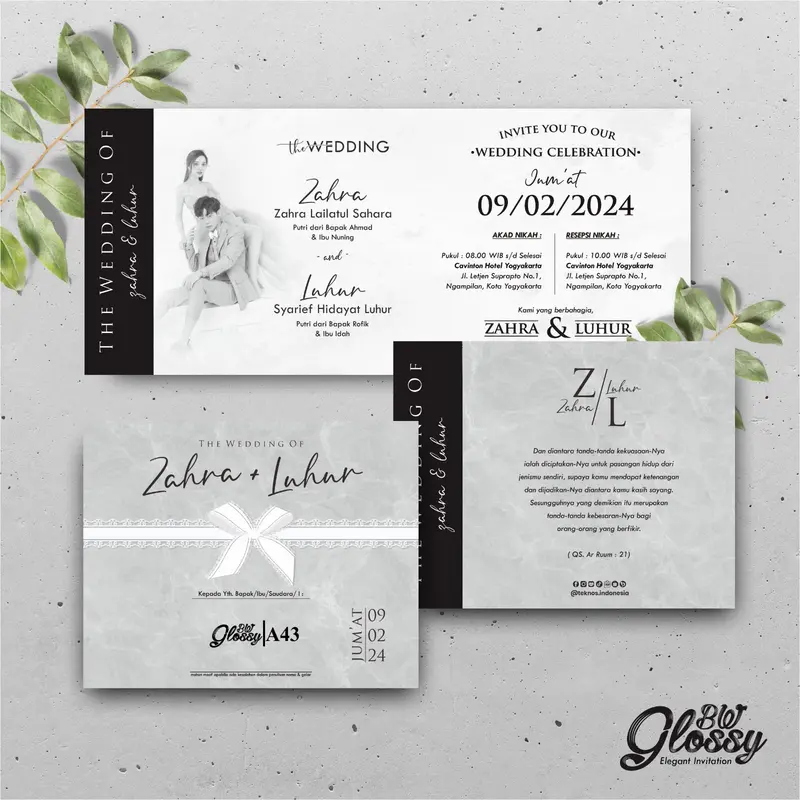UNDANGAN PERNIKAHAN MEWAH GLOSSY BW - UNDANGAN NIKAH GLOSSY BW A41-A50 2
