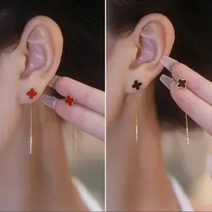 Anting Titanium Motif Bunga juntai Terlaris Aksesoris Elegan