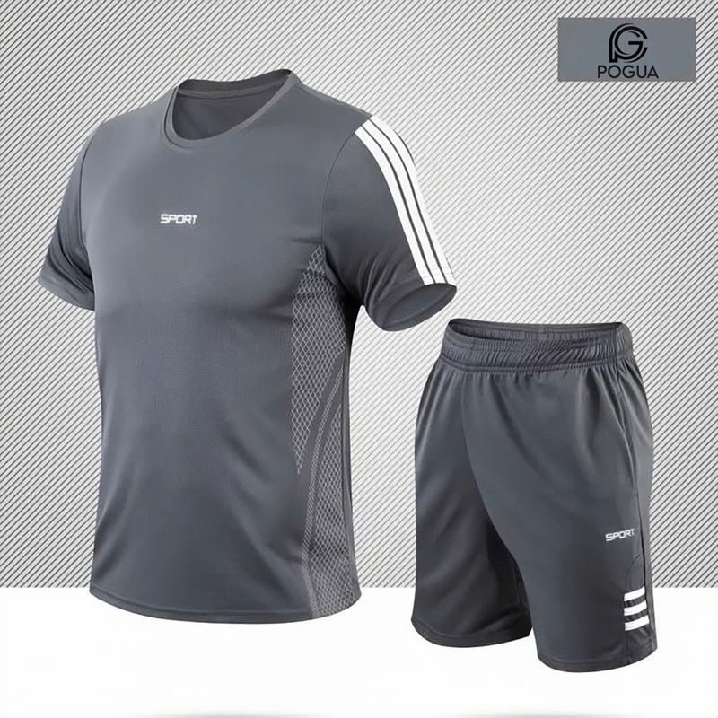 Bộ quần áo thể thao nam vân mắt lưới phối kẻ sọc trẻ trung khoẻ khoắn, chất liệu cvc cá sấu co giãn mát mẻ giặt không nhăn không nhão ML2