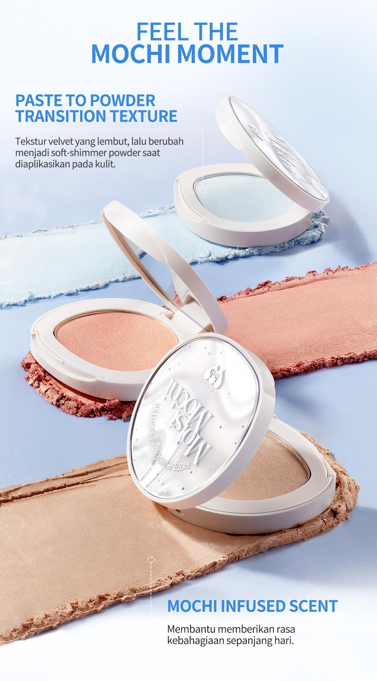 BNB Barenbliss Moist Mochi Paste Powder Highlighter | Mudah diblend, tahan air, dan tahan hingga 12 jam kilau bercahaya Shimmer Glittery High Pigmented Contour Face Palette BNB Barenbliss Moist Mochi Paste Powder Highlighter | Mudah diblend, tahan air, dan tahan hingga 12 jam kilau bercahaya Shimmer Glittery High Pigmented Contour Face Palette