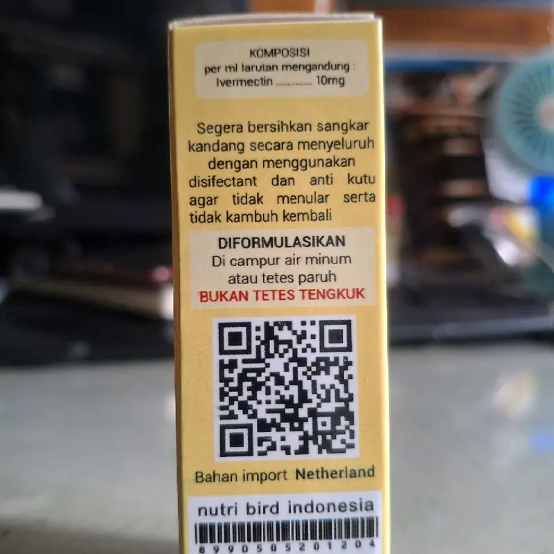Vermec obat yang diformulasikan untuk mengatasi penyakit yang disebabkan oleh parasit seperti Tungau , Kutu dan Cacing yang menyerang burung 1