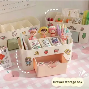 Rak Kosmetik Plastik Mini Free Stiker Cute Organizer Multifungsi Storage Makeup Box