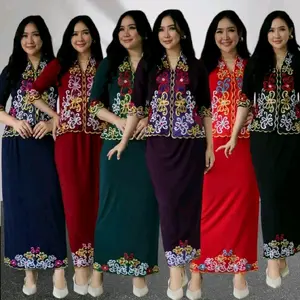 KEBAYA ENCIN SET ROK MOTIF DAYAK WARNA COMBINASI KEBAYA LENGAN 7/8 HIGH QUALITY 100%BRAND NEWW SETELAN WANITA Stretch