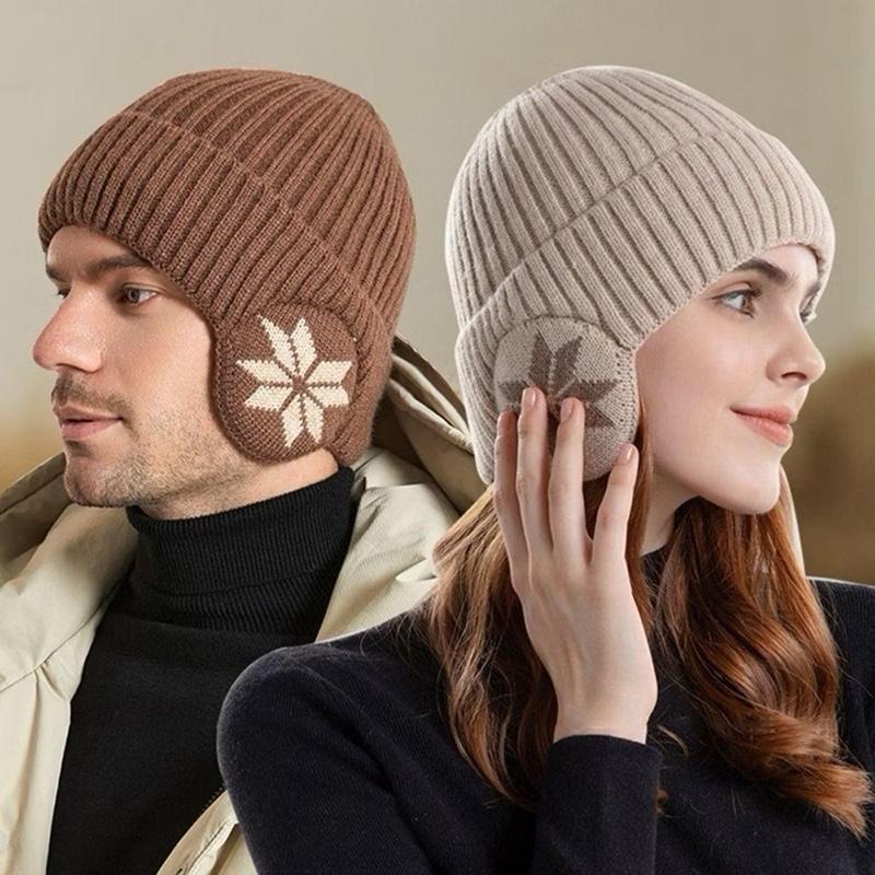 Mũ Len Bông Tuyết Ấm Áp Nam Nữ Lông Cừu Lót Dày Bảo Vệ Tai Mũ Đi Xe Đạp Ngoài Trời Mũ Chui Đầu