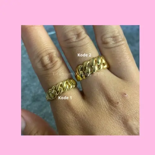 Cincin Xuping Lapis mirip Emas 24K Model Double Rantai Perhiasan Wanita - Xuping Tembaga