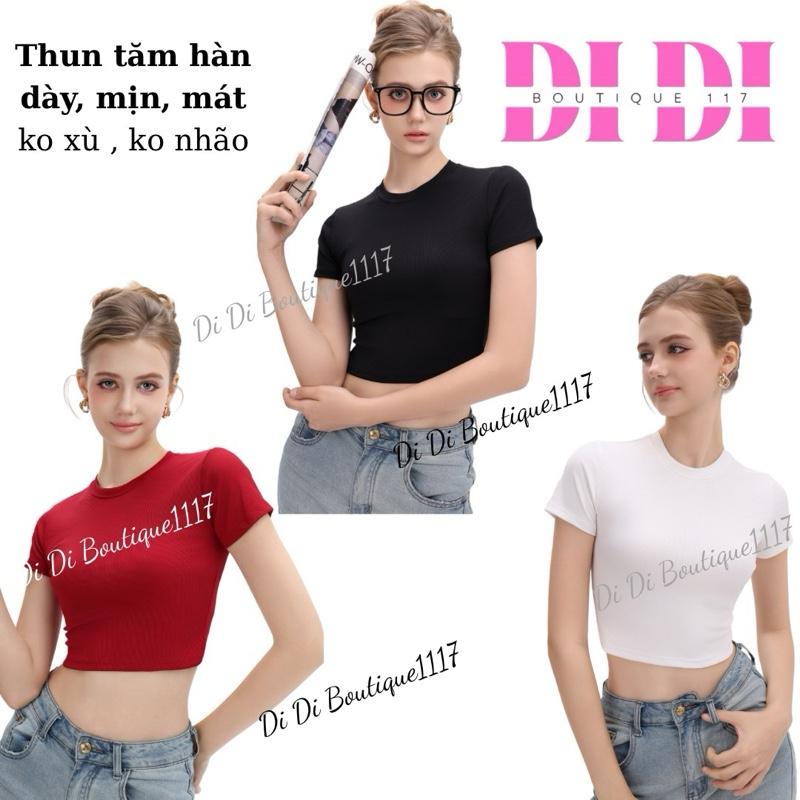 Combo 3 áo thun croptop tay ngắn nữ ôm body. Thun tăm hàn dày mịn mát không xù lông ko nhão vải . Di Di boutique 1117