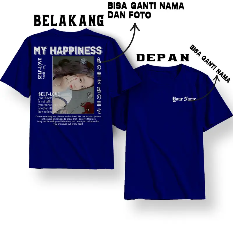 Custom Kaos Desain Aesthetic / Custom Baju Kaos Foto / Kaos Bucin / Bisa ganti foto kamu / Sablon DTF Couple 2