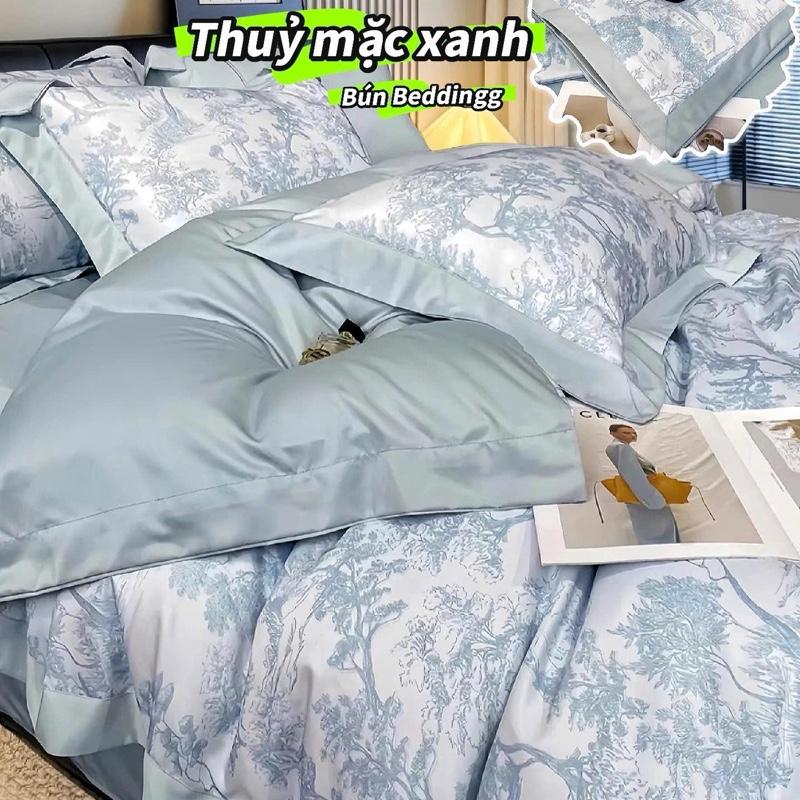 SET 5 MÓN ( CÓ THÊM VỎ ÔM) BỘ CHĂN GA GỐI  LỤA THÁI CAO CẤP (GA CÓ HOẠ TIẾT CÙNG HOẠ TIẾT VỚI CHĂN)