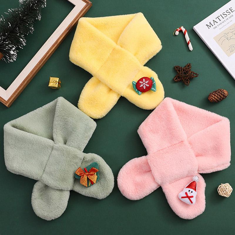 Khăn Quàng quàng cổ Giáng sinh cho trẻ em, dày và ấm, thích hợp cho mùa đông, cho bé trai và bé gái, quà tặng, thiết kế hoạt hình Nhồi Bông và dễ thương, thích hợp cho học sinh 1