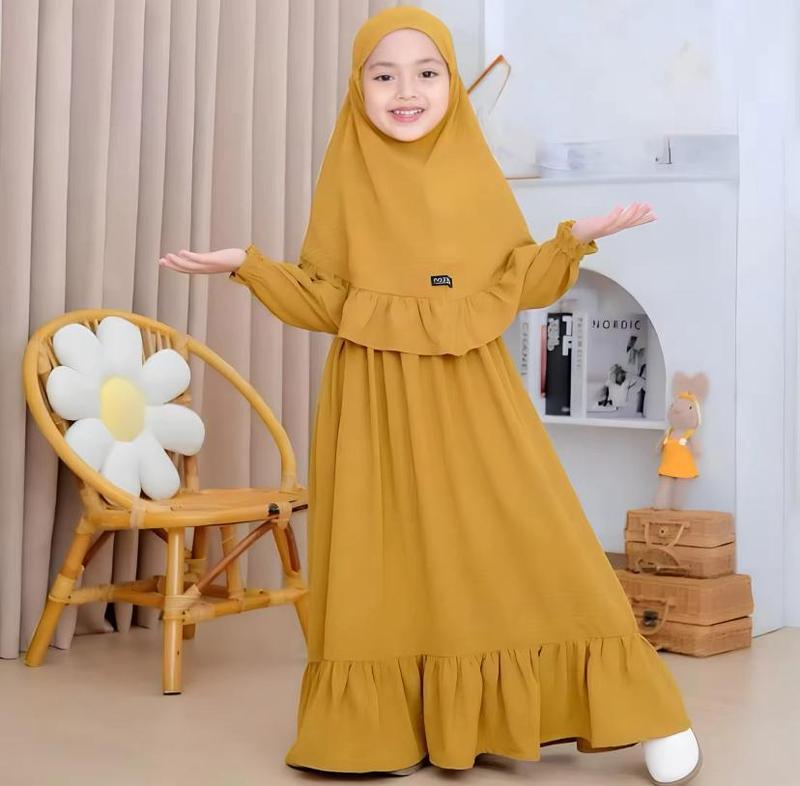 Gamis Anak Perempuan Yara Dress Syari Katun Terbaru 3-9 Tahun - Lembut, Baju 2
