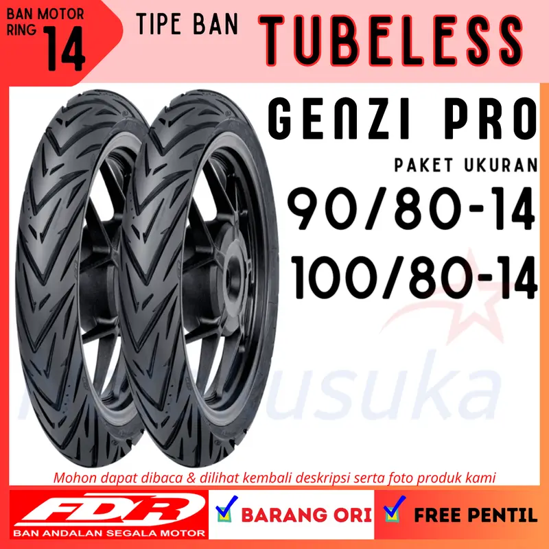 Paket Ban Motor FDR Genzi Pro 90/80&100/80-14 Tubeless (TL) Motor Metic 0