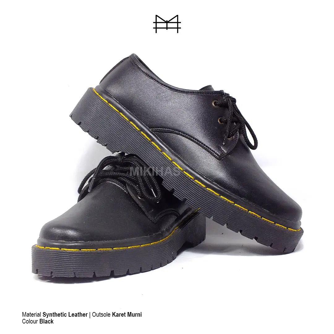 MIkihas Gandalf - Sepatu Oxford Pria Kulit Hitam Formal Dockmart 3 Hole Boots Shoes Sol Karet Model Pantofel Kasual dress  shoes men