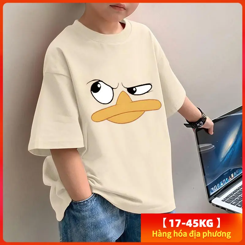 【Áo Thun Bé Trai】(17-45kg) Áo Thun Bé Trai Cổ Tròn Mỏng Tay Ngắn 100% Cotton Áo In Hình Hoạt Hình Cơ Bản Trang Phục Mùa Hè Cho Trẻ Em Ngầu Kid Fashion T Shirt Tee