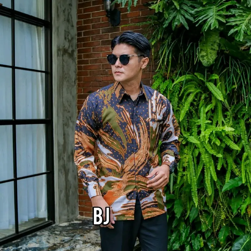 Kemeja Batik Premium Berfuring Lengan Panjang Atasan Pria Nyaman Motif Kain Katun 3