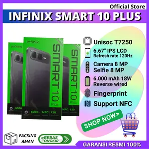 INFINIX SMART 10 PLUS 8/128 GB NFC UP TO 16 GB 6,67 INCH GARANSI RESMI