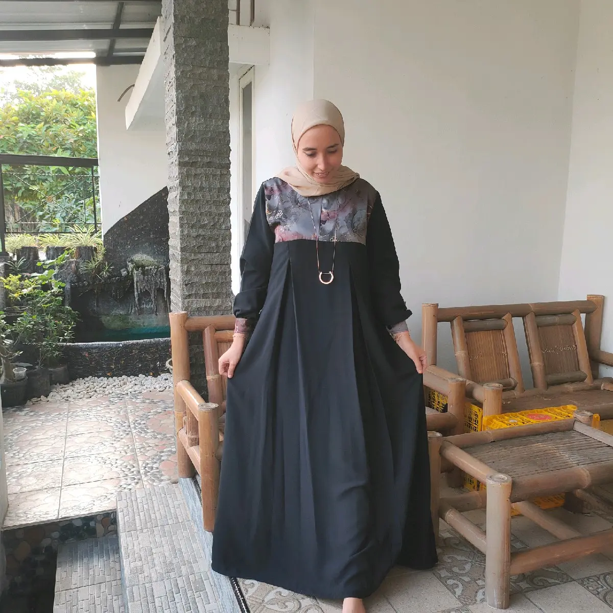 abaya hitam Wanita Gamis Katun