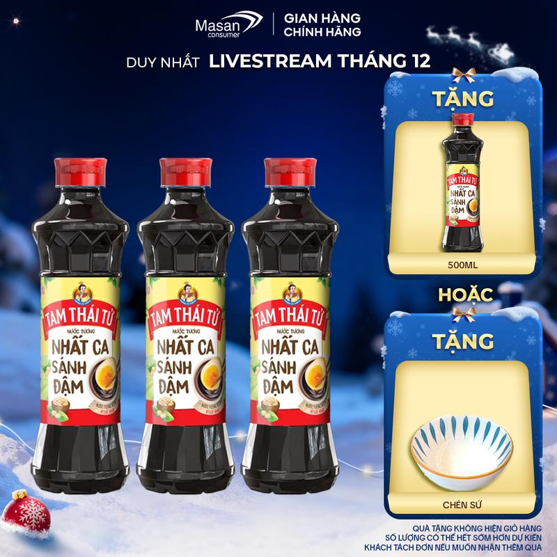 DEAL KOL Combo 3 Nước tương Tam Thái Tử Nhất Ca Sánh Đậm 500ml