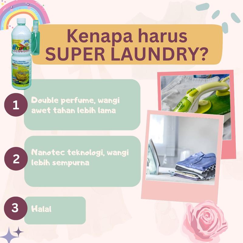 pelicin pewangi pengharum pakaian parfum laundry setrika SUPER LAUNDRY FREE PARFUM PAKAIAN aroma mawar super laundry loundry mawar kuning mawar merah mawar hitam Plastik 2