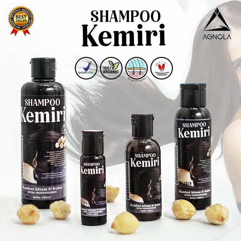Shampo Kemiri Hitam 60 ml - Shampo Penghitam Rambut Shampo Pemanjang Rambut Menebalkan Rambut Anti Ketombe Kemiri Bakar Hitam 1