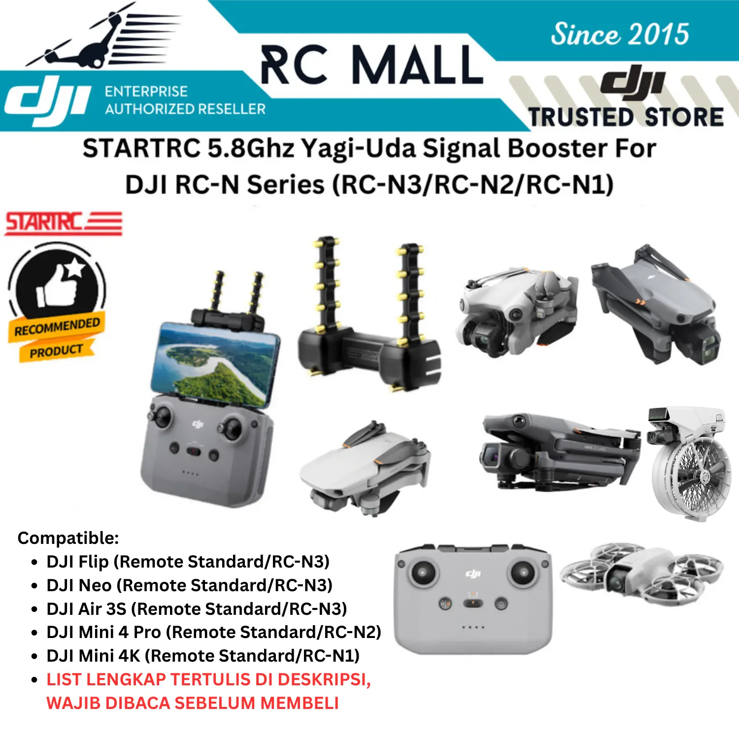Penguat Sinyal Signal Booster Yagi Uda 5.8Ghz DJI Flip DJI Air 3S DJI Neo DJI Mini 4 Pro DJI Mini 3 DJI Air 3 DJI Mini 3 Pro DJI Mini 4K Antena Yagi-Uda Penguat Sinyal 5.8 Ghz Signal Booster Antenna Remote Drone DJI RC-N1 DJI RC-N2 DJI RC-N3