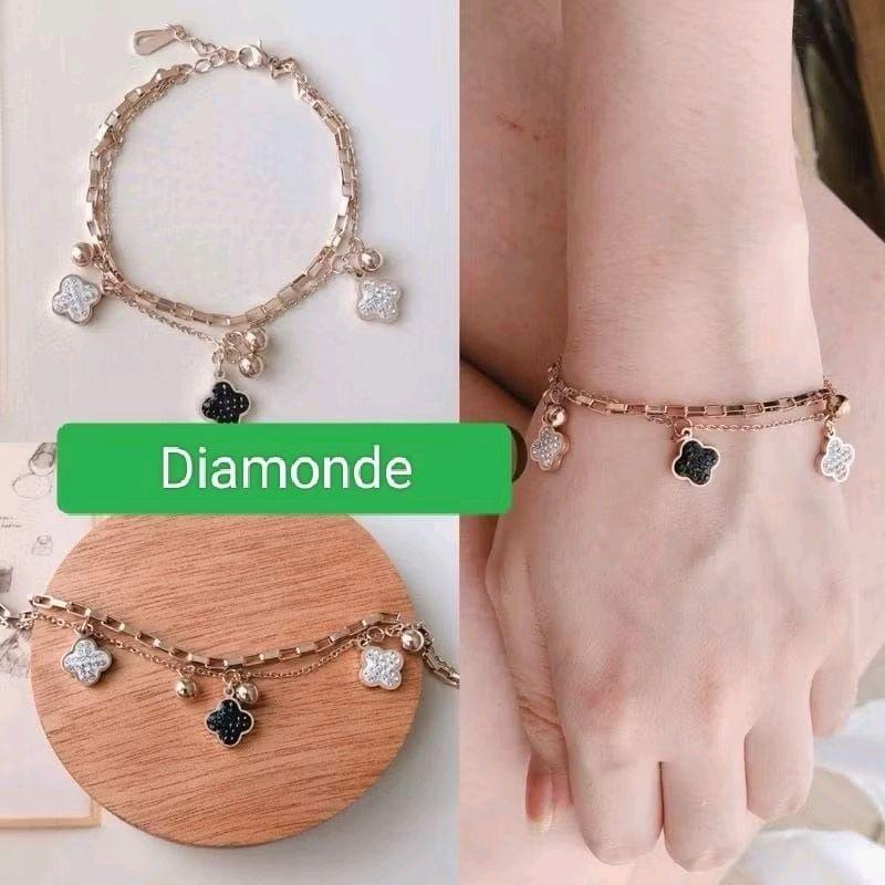 U gelang bunga hitam permata ctm titanium cantik 0