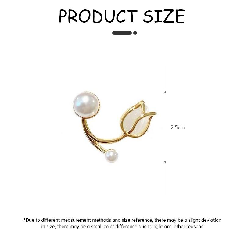 COD ❤️ Anting-anting Mutiara Bunga Tulip Perasaan Tingkat Lanjut Anting-Anting Indah Temperamen Elegan-Bellamy's 8