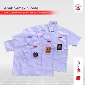 Seragam Sekolah SD SMP SMA Kemeja Putih Baju Atasan Lengan Pendek Bet Bordir Kain Oxford By Bilyasa Jaya Lestari seragam  putih laki Pria Panjang Cowok Hem