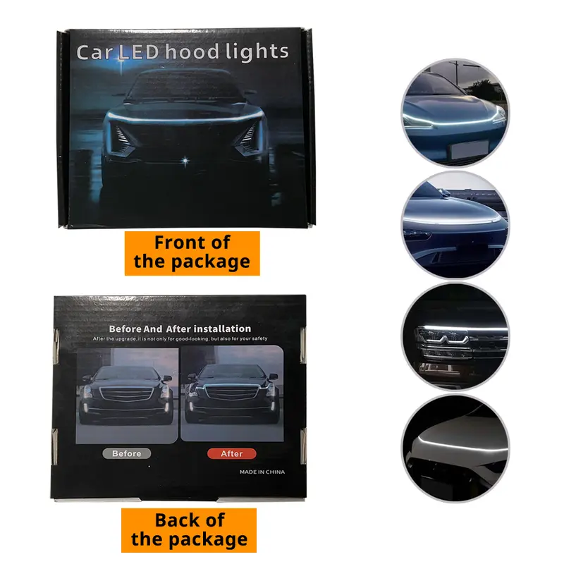 LED Car Hood Light Strip, Dynamic Scan Start-up 71 79 87 inch Flexible Waterproof DRL Daytime Running Lights, Universal Engine Cover Exterior Decoration Accessories for Cars SUV Truck, Car, BMW, Essential Goodies Light Bars Product, custom lighting 7