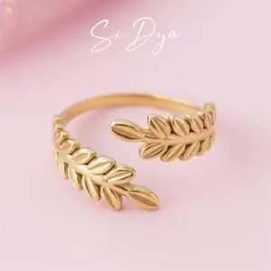 SiDya - Cincin Wanita Titanium Daun Laurel Estetik ALLSIZE Adjustable Perhiasan Ring