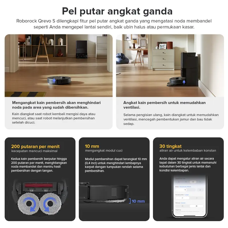 Roborock QrevoS | Robot Vacuum Cleaner Sapu Pel Vakum Penyedot Debu | Daya Hisap 7000Pa | Garansi Lokal 2 Tahun 4