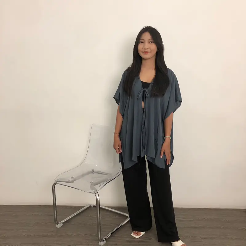 Nina outer batwing big size  Cardigan Panjang Wanita Kardigan Casual Katun Oversize Basic Atasan  Nyaman 3