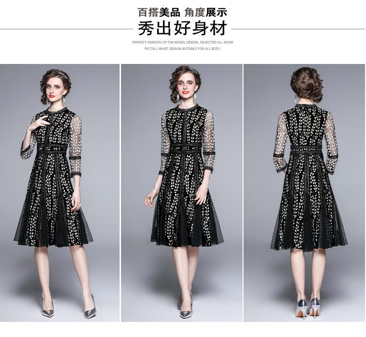 Product Introduction of Gaun malam renda bersulam untuk wanita, gaya Perancis, dewi, elegan, jahitan, jaringan, pinggang, pelangsingan badan, musim panas 16