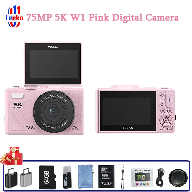 TEEKA W1 64/75MP Digital Camera Wifi Video 4K 18X Digital Zoom