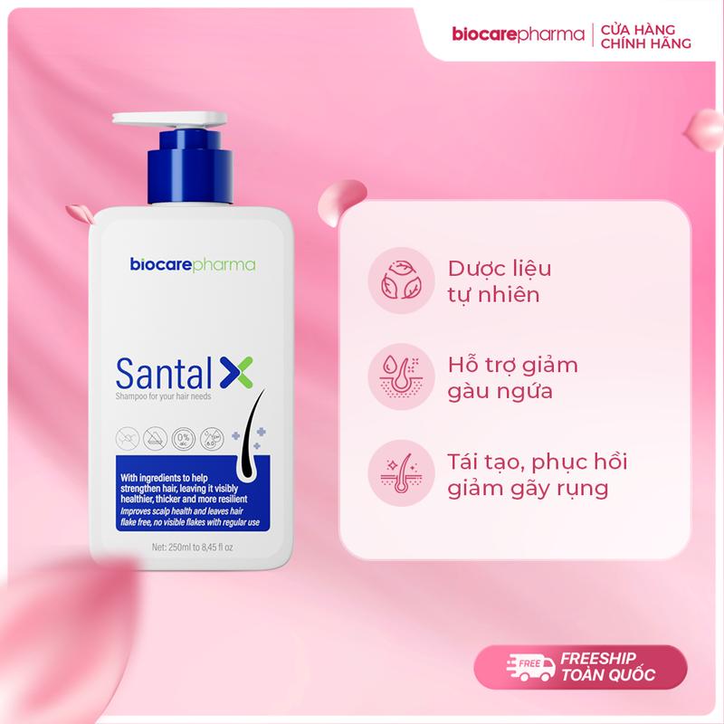 Biocarepharma Dầu gội hỗ trợ gàu nấm ngứa phiên bản cải tiến mới SANTAL X 250ml