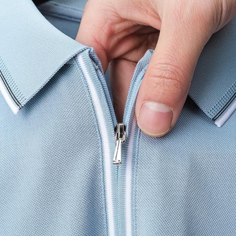 Polo Shirt Pria kaos kerah pria lengan pendek Polo Zipper Pria kaos polo bordir