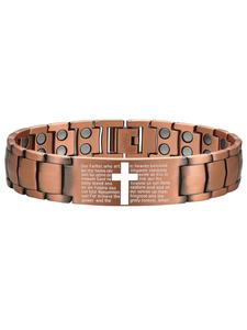 Pulsera magnética de cobre para hombre, Pulsera cruzada de ultra fuerza con anillo incluye eslabón ajustable, Regalo de joyería