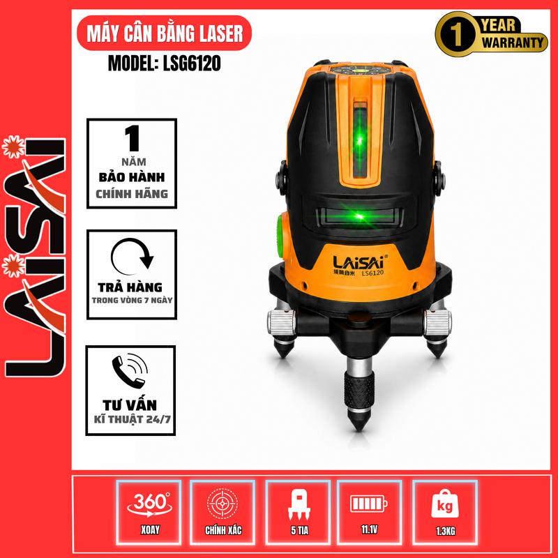 Máy Cân Bằng Laser 5 Tia Xanh LAISAI LSG-6120 Siêu Sáng Siêu Chuẩn Tự Cân Bằng