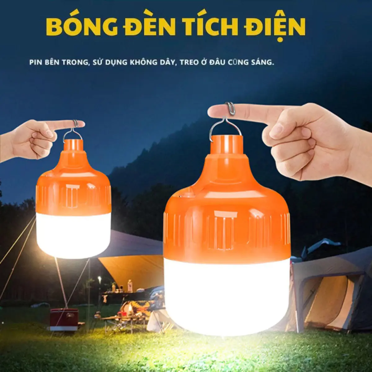 [GIẢM GIÁ] Bóng Đèn Tích Điện 150W-200W Siêu Sáng Chất Liệu Nhựa ABS Độ Bền Cao Có Móc Treo Tiện Lợi Cho Hoạt Động Ngoài Trời & Bán Hàng Đêm