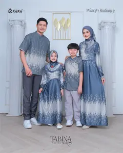 Keke Sarimbit Keke Terbaru 2026 Tabina Series Powder Blue Gamis Dewasa & Koko Anak Busui Friendly Bahan Adem Halus Sarimbit Keluarga Keke Tabina Series