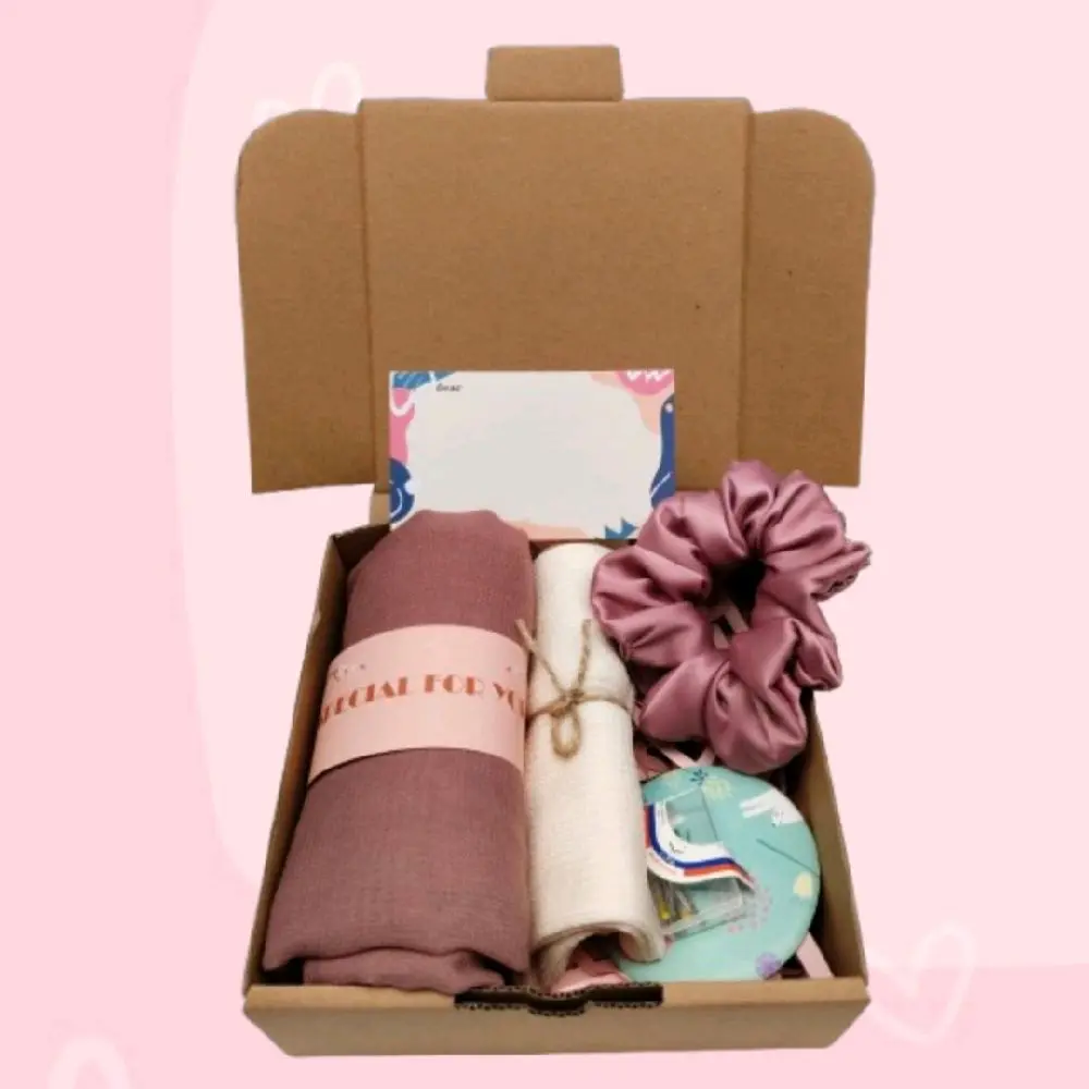 Hampers Hijab Murah/Kado Ulang Tahun Cewek/Hampers Lebaran Idul Fitri Muslim Kerudung  Square Wanita