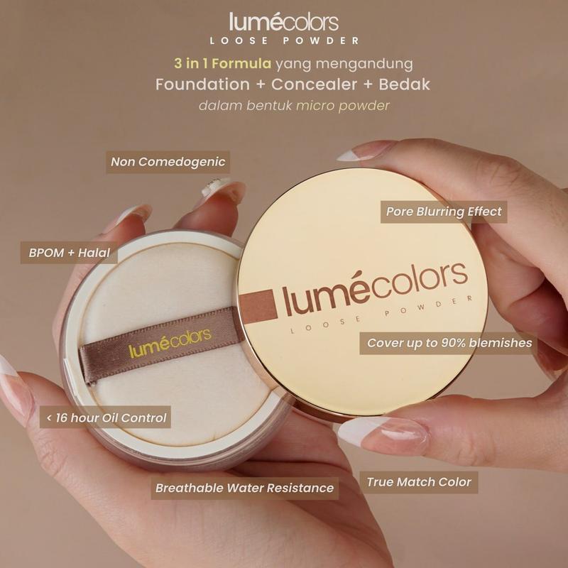 Lumecolors Loose Powder Pore Blurring Effect With Oil Control Bedak Tabur Tahan Lama Flawless Ringan 8