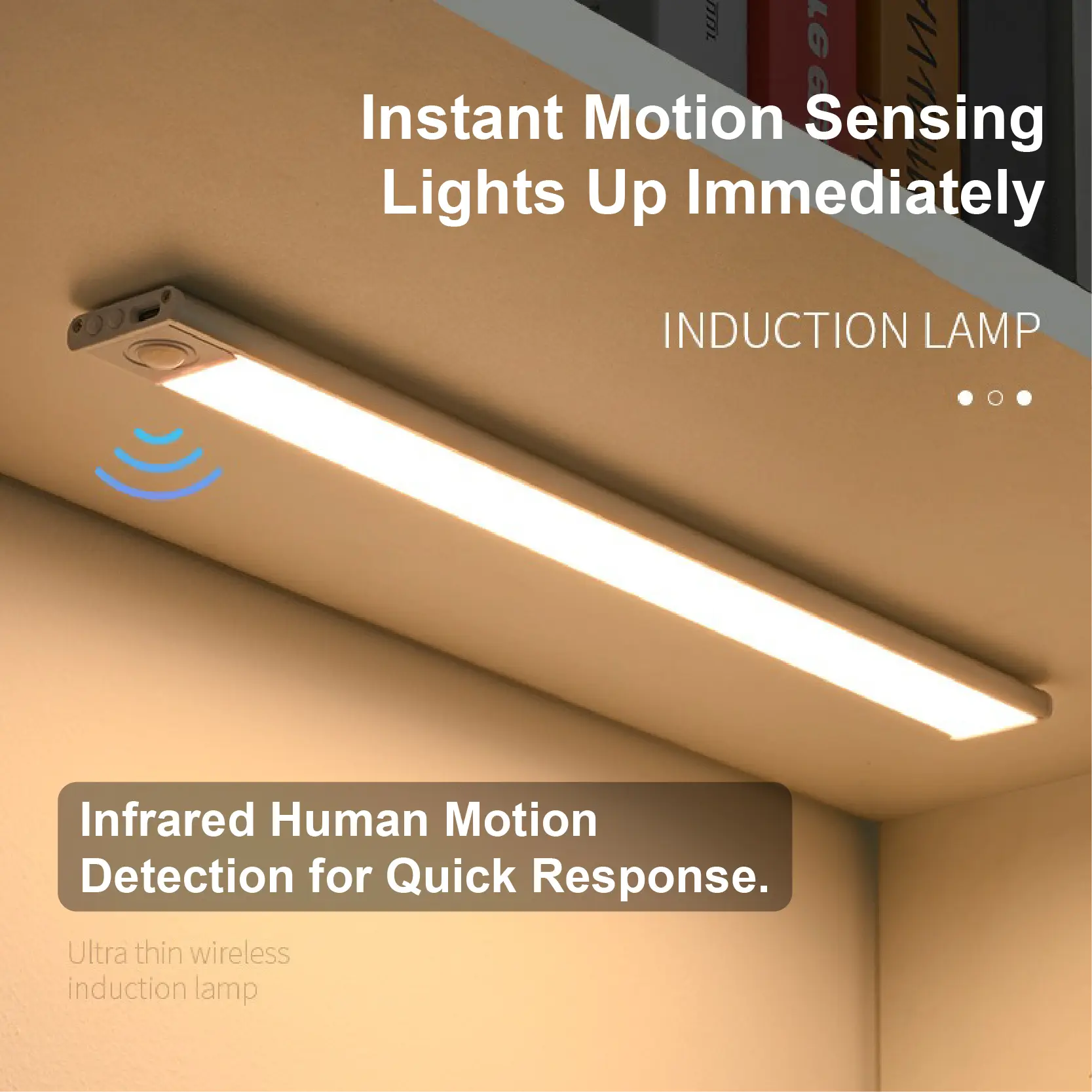 LED Motion Sensor Under Cabinet Lights, 3 Color Temperatures Wireless USB Rechargeable Night Light, Indoor Closet Lights, Stick-On Anywhere Magnetic Under-Counter Light Fixtures For Kitchen Cabinet Wardrobe Cupboard Stairs