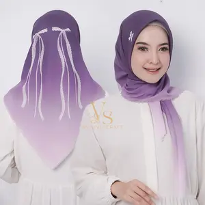 HIJAB SEGIEMPAT VOAL MOTIF SUBLIME / JILBAB SEGIEMPAT MOTIF TERBARU  / KERUDUNG VOAL GRADASI PITA