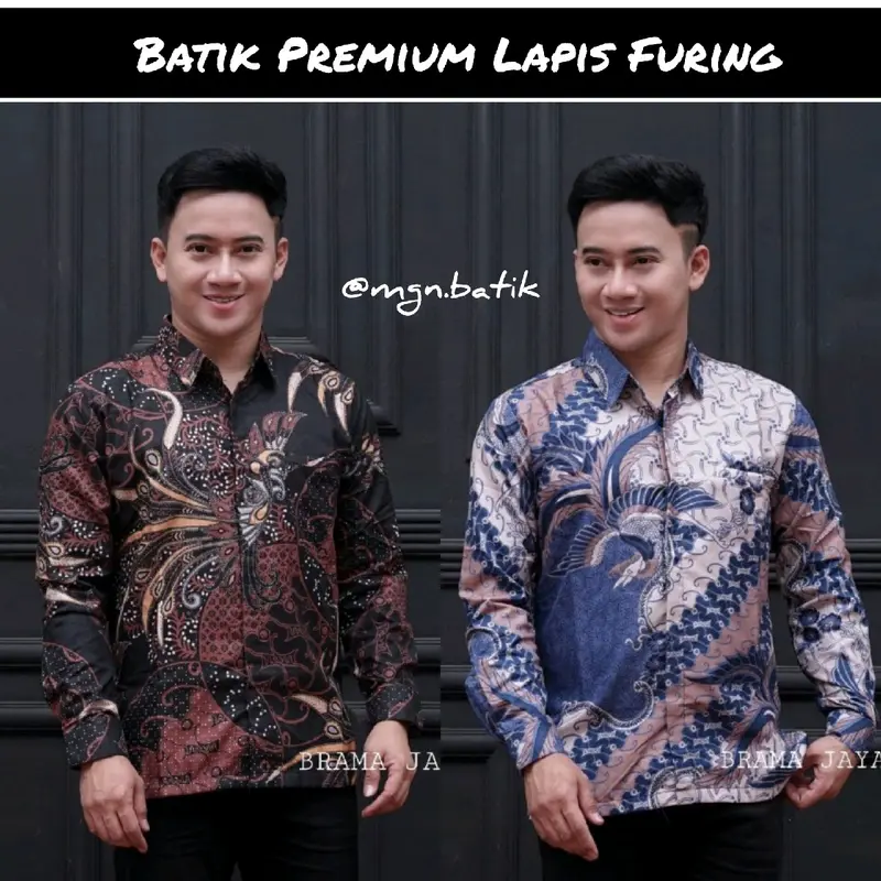 Kemeja Batik Premium Berfuring Lengan Panjang Atasan Pria Nyaman Motif Kain Katun 0