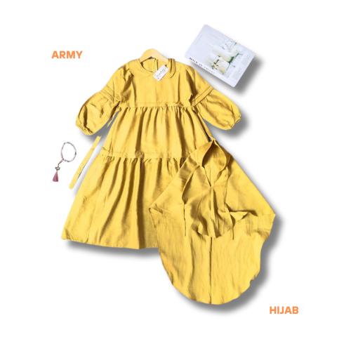 Gamis muslimah anak perempuan latifa Polos linen usia 3 - 12 tahun Gamis free kerudung anak 3
