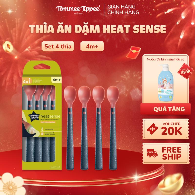  Thìa Ăn Dặm Có Báo Nhiệt Tommee Tippee Heat Sense Cho Bé Từ 4 Tháng Bộ 4 Thìa  Có Tách Lẻ  